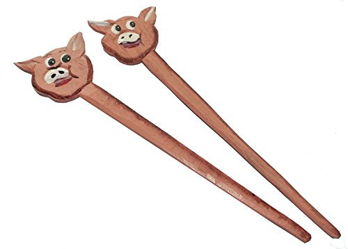 2 x Holz Blumenstecker Schwein