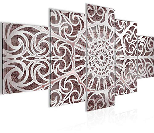 Runa Art - Bilder Mandala Abstrakt 200 x 100 cm 5 Teilig XXL Wanddekoration Design Beige Weiss 109651a