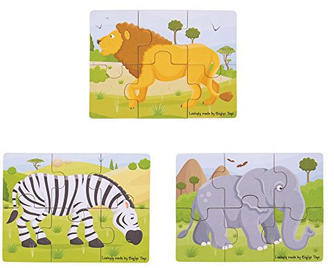 Bigjigs Toys Safari Puzzles Set - Wooden Jigsaw