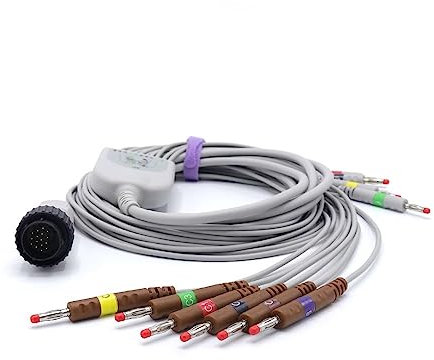 Kompatible Kenz 103, 106, 107, 1201, 302, 303 10 Leitungen Drähte IEU Banana Cardioline EKG Kabel 16 Stecker 4,0 mm
