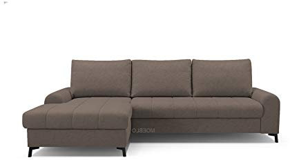 mb-moebel Ecksofa mit Schlaffunktion Eckcouch mit Bettkasten Sofa Couch L-Form Polsterecke DELICE (Braun, Ecksofa Links)