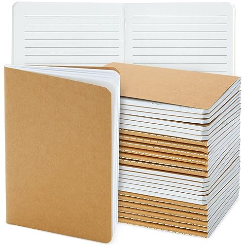 Paper Junkie Notizhefte mit Kraftpapier-Cover (Set, 24 Stück) - Liniert, Leicht und Handlich, 60 Seiten - Ideal als Reisetagebuch, für Skizzen, Kreatives Schreiben - Braun, ca. 14,5 x 10,4 cm