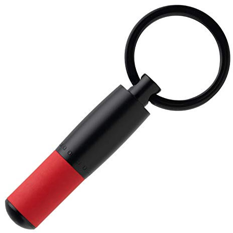 Hugo Boss Schlüsselring mit Anhänger, Gear Matrix Red, Edelstahl Mattschwarz, zylinderförmiger Anhänger, praktisch und modisch, HAK007P, Dia. 13.1 x 54.7 / Ring: 27 mm