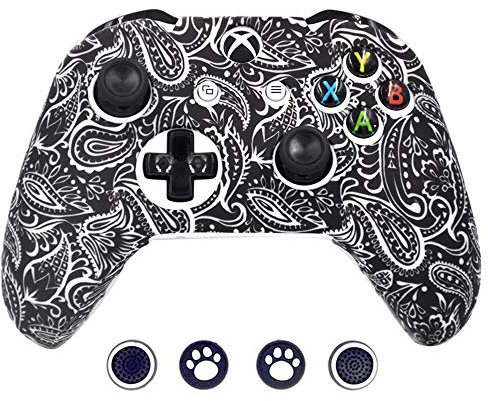 Taifond - Cover in silicone antiscivolo per controller Microsoft Xbox One S e One X, con due tappi per pollice Bianco 2.0
