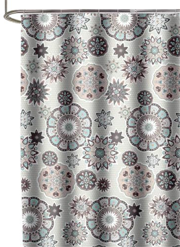 YISHU Top Qualität Duschvorhang Wasserdicht Anti-Schimmel Stoff inkl. 12 Duschvorhangringe für Badezimmer Mandala-1 240x200cm