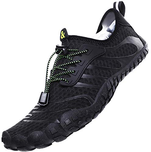 Lvptsh Water Shoes Men Women Barefoot Sports Aqua Socks for Beach Swim Quick Drying Pool Surf Yoga Running Surfing Boating, Black, UK9.5
