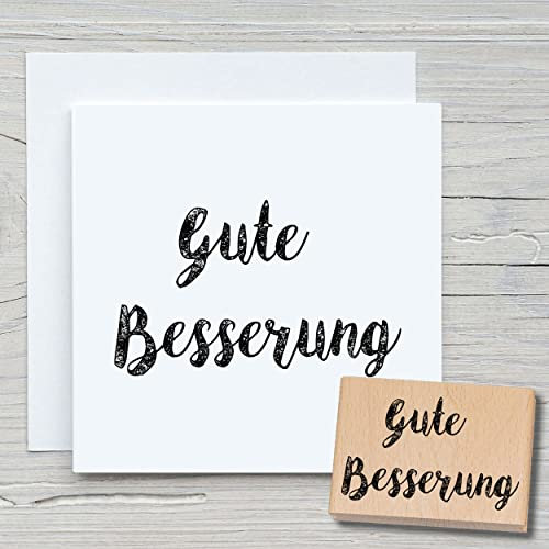 NEWSTAMPS Stempel Gute Besserung Motivstempel aus Holz & Gummi zum Karten basteln, Holzstempel, Sprüche, Spruchstempel, Textstempel, Schrift, Scrapbook, Textilstempel, Deko