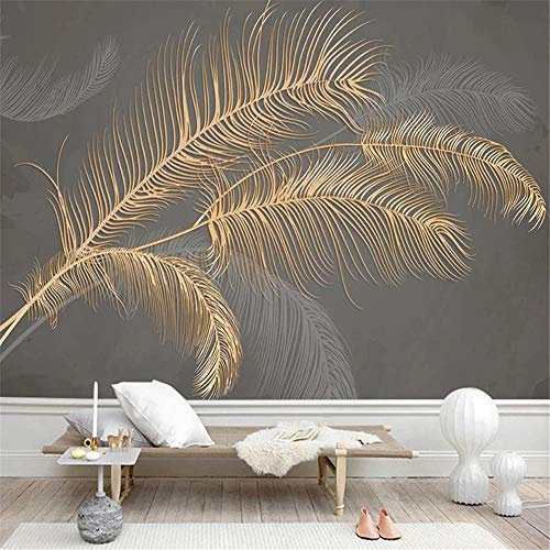 3d Tapete Fototapete Hintergrund-Tapeten 3D goldene geprägte moderne Feder benutzerdefinierte Wandbild Malerei Luxus Wohnzimmer Schlafzimmer TV Hintergrund Tapete Wandverkleidung-Über 430 * 300 cm