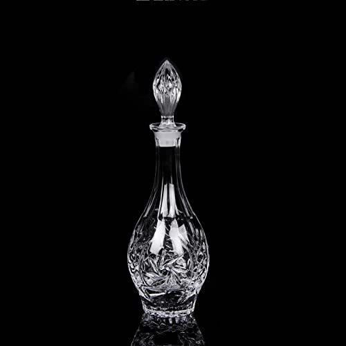 Carafe à décanter en verre avec bouchon géométrique hermétique - Carafe à whisky pour vin, bourbon, brandy, liqueur, jus, eau, bain de bouche. Verre italien sans plomb (730 ml)