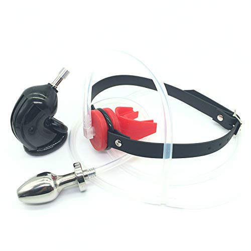 Bondage Masters Keuschheitskäfig mit anschließbarem Buttplug & Mundknebel | Anschließbarer Buttplug Mundknebel