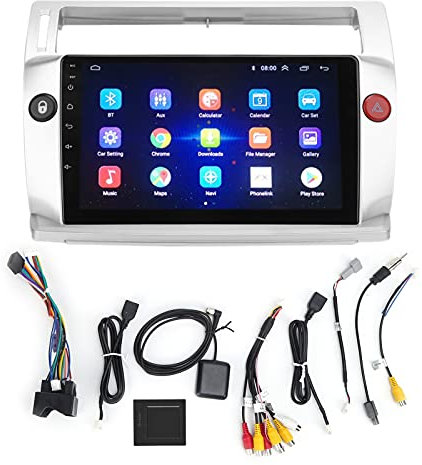 Qiilu Car Navigation, 9in Car Stereo HD Pantalla táctil de navegación para Android10.0 Reemplazo para Citroen C4 C-Triomphe C-Quatre 2004-2009(1 + 16)