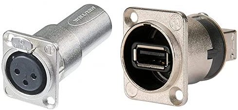 Neutrik - NA3FDM Female-Male Durchgangs Adapter 144589 & NAUSB-W Reversibler USB-Adapter (Typ A und B), Nickel D-Gehäuse