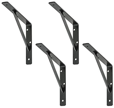 siwitec Regalhalterung 400 X 250 x 30 mm, schwarz, 4er-Set, Traglast 150 kg, Regalträger, Stegkonsole