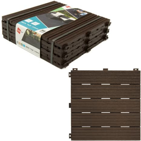 Terrassenfliesen Balkonfliesen Klicksystem 30x30 cm 6er Set 0,54 qm Bodenfliese aus Gummi Bodenbelag Braun