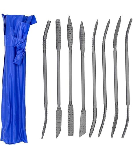 Nimomo Lime e Raspe Per Legno, 8 Pezzi 200mm Doppia Finito Legno Raspa File Riffler, Forme Speciali Assortite Lime Ad Ago Per Intaglio Del Legno/Plastica Lucidatura, Modellare