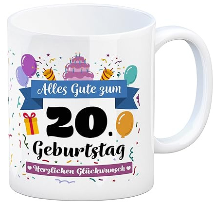 20. Geburtstag Kaffeebecher mit lustigem Spruch: Alles Gute eine Tasse als ausgefallenes Geburtstagsgeschenk zum 20 für den runden Geburtstag für Frauen und Männer