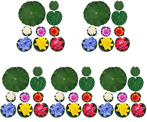 ULTECHNOVO 45stücke Künstliche Wasserlilie Realistische Schwimmende Lotusblumen Für Teich Und Aquarium Umweltfreundliche Dekoration Und Mehreren Farben Für Garten Und Innendekoration