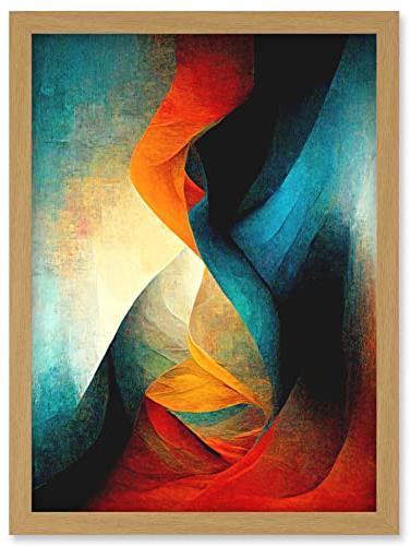Doppelganger33 LTD Abstract Modern Acrylic Painting Organic Red Blue Orange Artwork Framed Wall Art Print A4