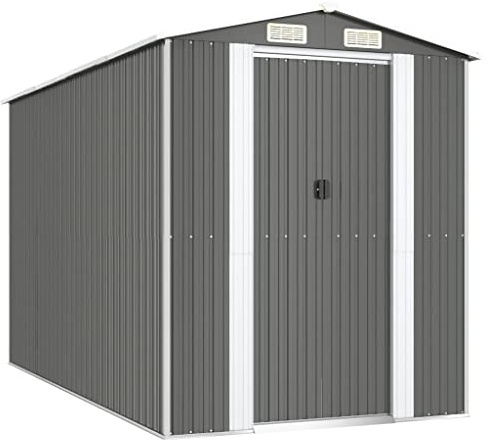 vidaXL Garden Shed Light Grey 192x357x223 cm Galvanised Steel