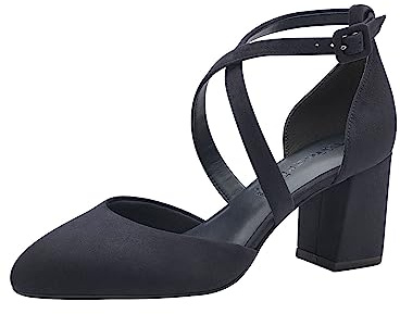 Tamaris Damen Pumps Textil Blockabsatz Vegan; Navy, EU 37