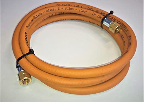 ZaTeChS Propan Butan Détendeur gaz Tuyau 200cm (2m) | 10 Bar | Ø6.3mm | 1/4 - 3/8 Pouce Raccord LKS avec raccord Rapide | jusqu'à -30°C | Gas Hose pour Le Camping, Les barbecues à gaz