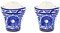 Verano Spanish Ceramics Outdoor Living Terracotta Hand Painted Blue Floral Hanging Pots - Decorative New Home Garden Yard Patio Décor Gardening Herb Flower Wall Plant Pots - Set of 2-22cm x 22cm