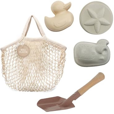Hevea Trio de sculpteurs de sable en caoutchouc naturel - Jouets de plage écologiques pour enfants - Figurines amusantes de la mer - Jouets de sable légers et durables - Comprend un sac tortue et un