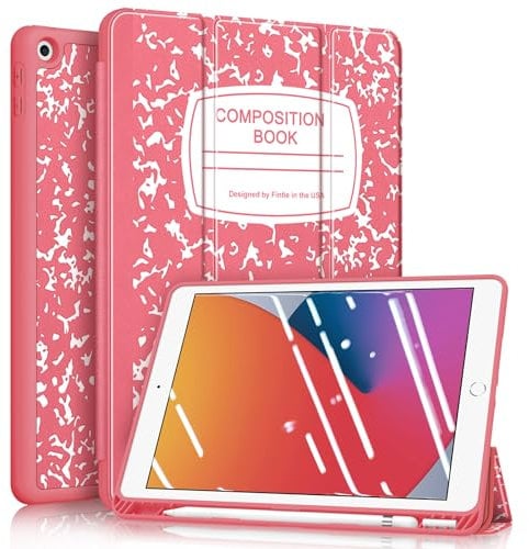 FINTIE Custodia per iPad 10.2 Pollici 9a / 8a / 7a Generazione (2021 2020 2019) con Built-in Pencil Holder - Sottile Leggero Cover Posteriore in Morbido TPU con Auto Sveglia/Sonno, Notebook Rosa