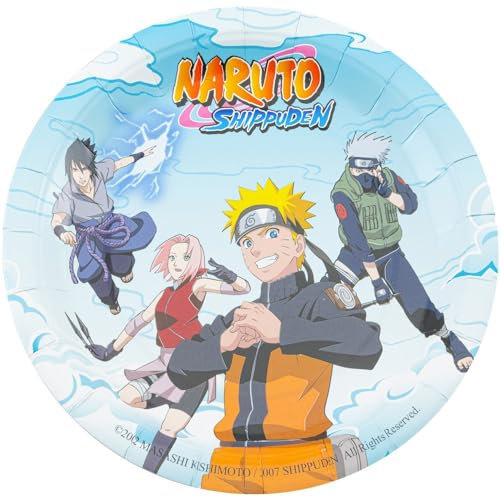 Chaks 12802-NA, Paquet de 8 Assiettes en carton 23cm Naruto ®
