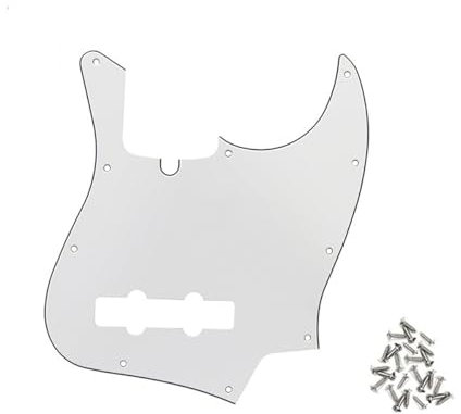 ROZILO Elfenbeinfarbenes 3-lagiges Schlagbrett für Jazz Bass 10 Loch Gitarre Pickguard für 4 Saiten Fender Jazz Bass Modern Style