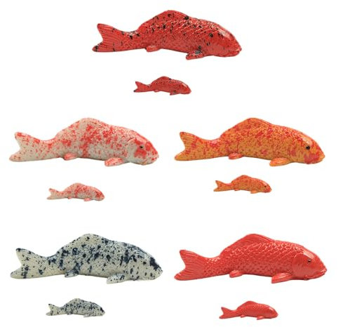 SHIDXIB 10Pcs Resin Fish Simulation Koi Carp Fishbowl Model Small Statue Resin Craft for Fish Tank Aquarium Garden Yard Lawn Porch Balcony Patio Decor