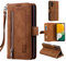 EYZUTAK Coque pour Samsung Galaxy A35 5G, Etui à Rabat en Cuir Fermeture à Glissière Magnétique Portefeuille avec 9 Emplacements pour Cartes Fonction Stand Etui en Cuir Mat Rétro-Marron