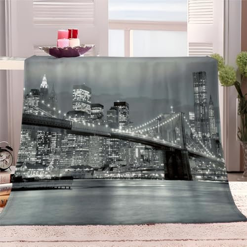 XCQHZYQ Kuscheldecke Fleecedecke Decke Graue New York City 130x150 cm Wohndecken Couchdecke Flauschig Überwurf Mikrofaser Tagesdecke Sofadecke für Bett Sofa Schlafzimmer Büro