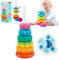 Cartlant Stapelturm Bunte mit Saugnapf Spielzeug Baby, Steckturm Motorik Kreative Pyramide Turm 5 Scheiben, Twisted Baby Steckspielzeug mit Spiralgewinde Kleinkind Ringstapelturm für Kinder
