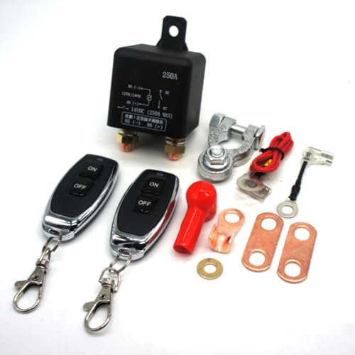 Remote Battery Disconnect Switch 12V DC 250A Upgrade Prevent Battery Drain Disconnect Switch Battery Kill Wireless Car Battery Isolator with 2 Remote Control for Car Truck Boat RV