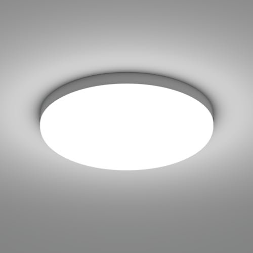 NUODIFAN LED Deckenleuchte,36W LED Deckenlampe,3600 LM Weiß 6500K Wasserfest IP65 Badzimmer Deckenlampe,Rund Ø25 Deckenleuchte Flimmerfreie Lampe