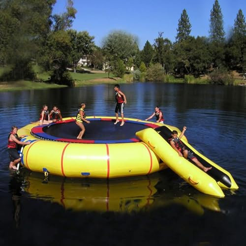 MBCEYLSTUB Hüpfende Aufblasbare Trampolin-Wasserrutsche, Hüpfende Schwimmplattform, Schwimmendes Wassertrampolin, Wasserpark Für Erwachsene Und Kinder,16.4Ft
