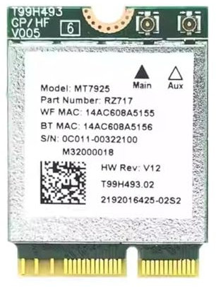 Wi-Fi 7 MT7925 Scheda di Rete Lan Adattatore Wifi 2400Mbps M.2 E Chiave 2.4G Per Win Adapter 10/11 Linux 5G Wifi