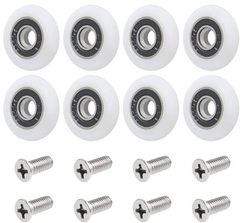 Nicoone Rouleau de porte de Douche 23mm,8 Pièces Roulette Porte Coulissante Douche pour Porte de Douche Coulissante en Verre Avec Vis, Accessoires pour Cabine de Douche