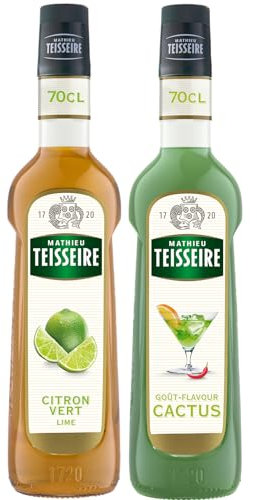 Mathieu Teisseire - Assortiment de sirop de Cactus, sirop de Citron vert pour boissons rafraichissantes, 2x70cl