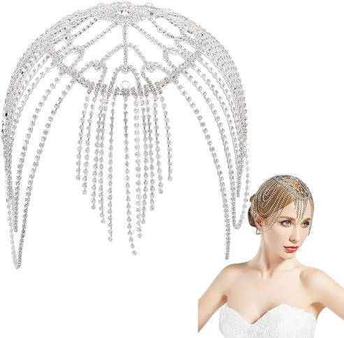 GORGECRAFT Cappellini con Strass Copricapo Vintage Testa di Perline di Cristallo Catena di Gioielli Ruggente Matrimonio Nuziale Flapper Bling Fascia 1920s Gatsby Accessori per Capelli Donne Festa
