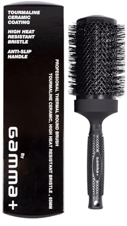Gamma+ Professionelle Thermo-Haarbürste aus Turmalin-Keramik, rutschfester Griff, leicht, Durchmesser (65 mm)