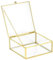 QWORK® Goldene Vintage Glasbox, Schmuck Storage Organizer, Transparente Rechteckige Box, 12 x 12 x 5cm, für Schmuck-Organizer