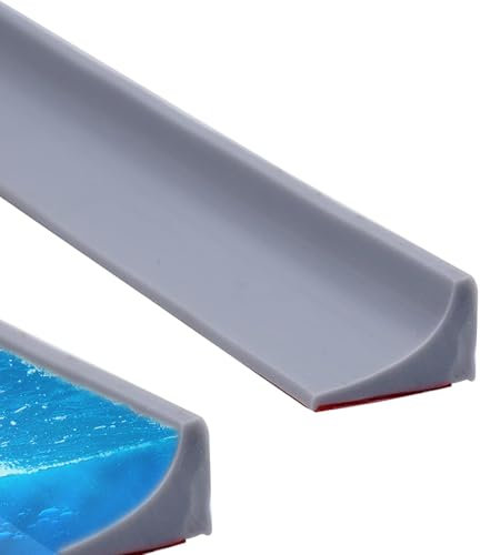 Silicone Seuils de Douche 200CM, Gris, Bande Imperméable Pliable pour Joint d'Étanchéité Douche, Stoppeur d'eau pour Paroi en Verre et Plancher de Douche, Installation Facile et Résistante