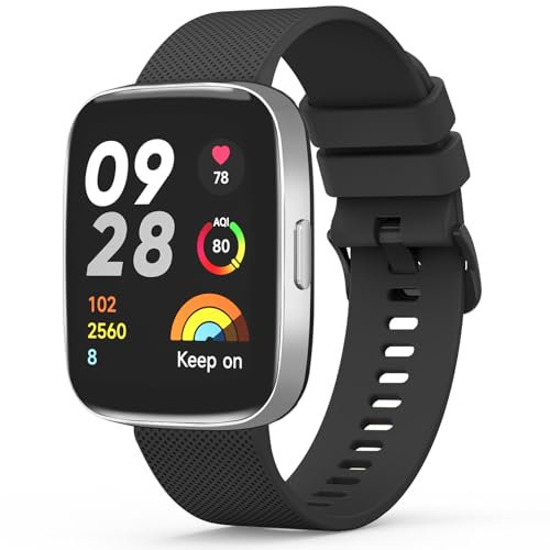 Vancle Silicona Correa para Xiaomi Redmi Watch 3 Active para Mujer Hombre, Pulseras de Repuesto Deportiva Duradera para Redmi Watch 3 Active (No Para Redmi Watch 3), Negro