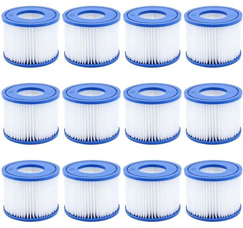 Poolfilter VI für Saluspa Spa Filterpumpe Ersatzkartusche Typ VI, Whirlpool-Filter VI für Lay-Z-Spa, für Coleman SaluSpa Filter 90352E Schwimmbadfilter (12 Stück)