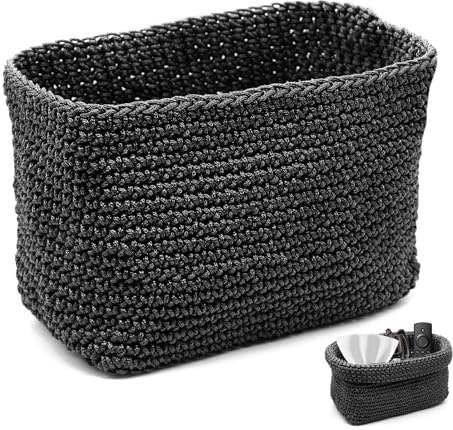 ZHIYUQL® Häkelkorb Aufbewahrung Gästehandtücher Aufbewahrungskörbe Klein Körbchen Geflochten Aufbewahrungskorb Bad Korb Handgefertigt Organizer (Schwarz)
