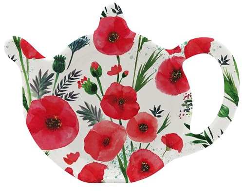 The Leonardo Collection Finola Stack Poppy Teabag Tidy For Kitchen & Home | British Designed Durable Tea Bag Tidy | Tea Bag Dish For Used Tea Bags | Teabag Dish With Modern Design