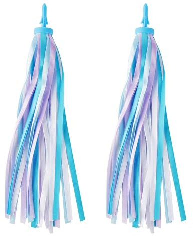 Generisch 1 Paar (2 Stück) Fahrrad-Luftschlangen für Kinder, Fahrradquasten für Mädchen und Jungen, Bunte lenkerbänder Kinder als Dekoration für den Lenker von Rollern, Fahrrad Zubehör Kinder (Blau)