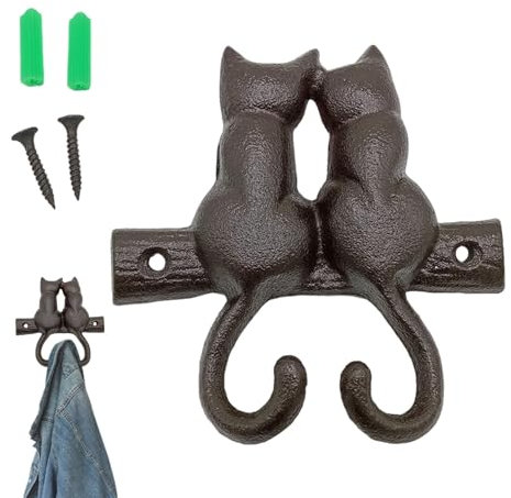 Cast Iron Animal Hooks for Wall - Animal Shaped Cast Iron Hanger Hook | Rustic Hanger Indoor Outdoor Home Garden Country Farmhouse Garage